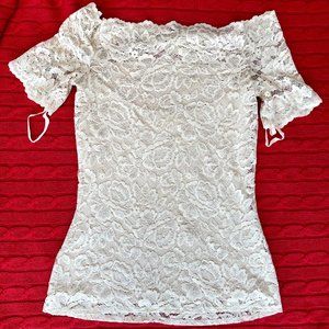L'AGENCE Women's Heidi Off Shoulder Lace Top Size XS Beige NWOT Original $325